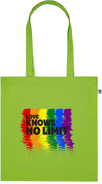 Love Knows No Limits Design - Premium colored organic cotton tote bag_LIME_front