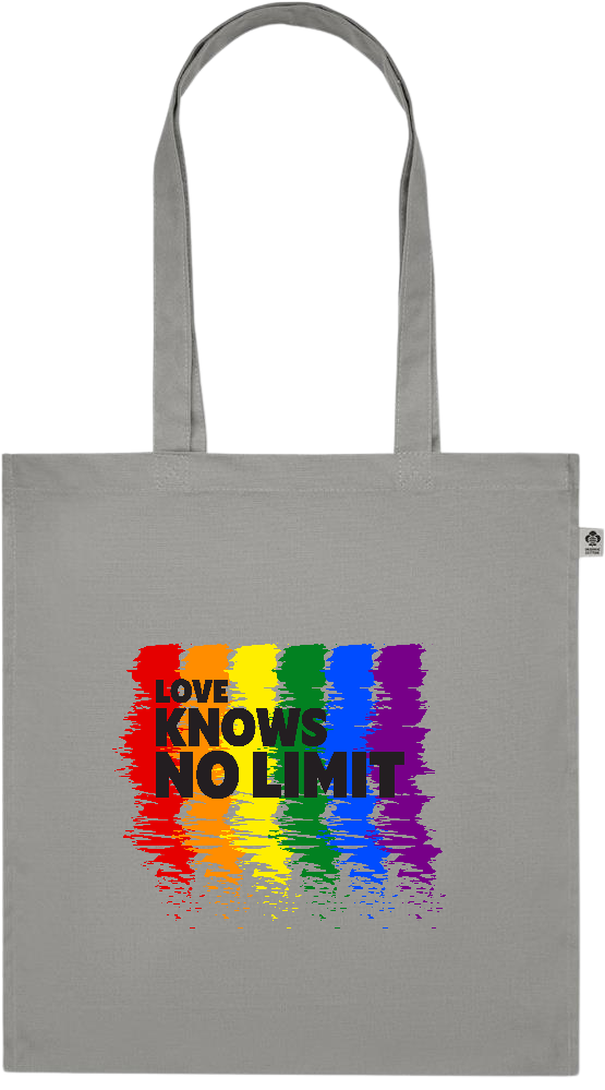 Love Knows No Limits Design - Premium colored organic cotton tote bag_STONE GREY_front