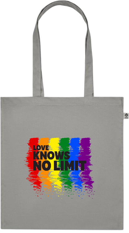 Love Knows No Limits Design - Premium colored organic cotton tote bag_STONE GREY_front