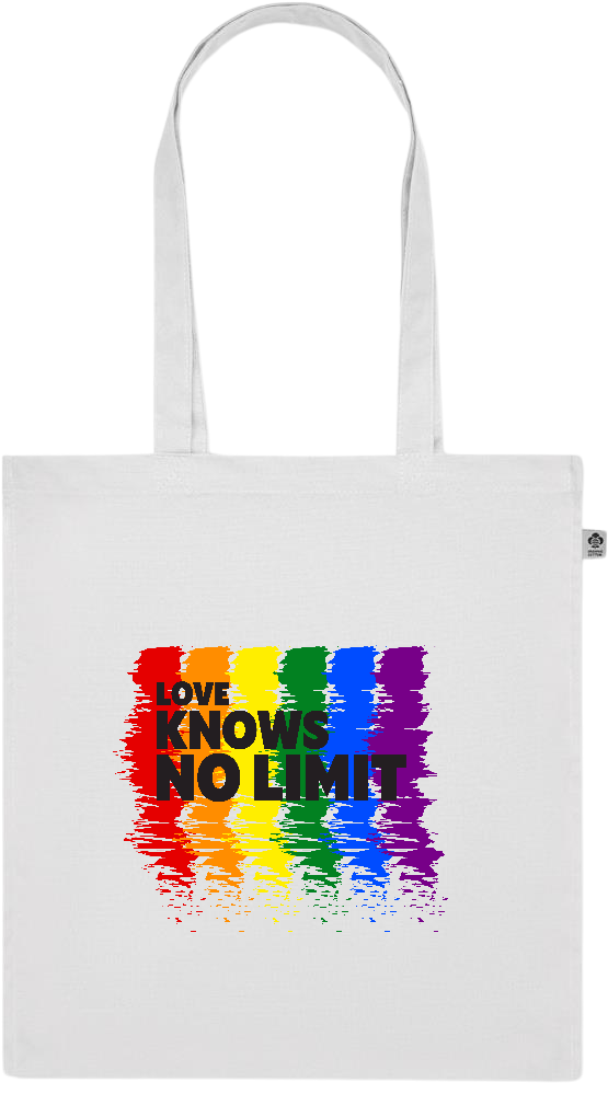 Love Knows No Limits Design - Premium colored organic cotton tote bag_WHITE_front