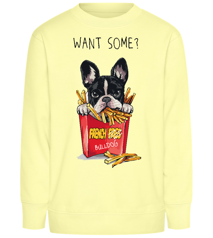 Want Some French Fries Design - Comfort Kids Sweater_AMARELO CLARO_front