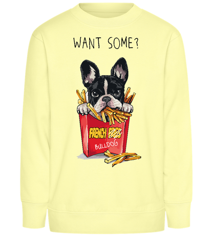 Want Some French Fries Design - Comfort Kids Sweater_AMARELO CLARO_front