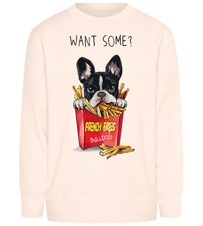 Want Some French Fries Design - Comfort Kids Sweater_LIGHT PEACH ROSE_front