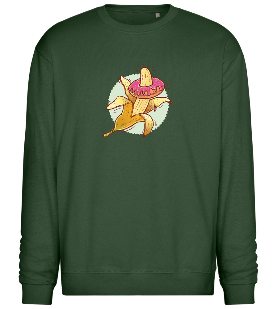 Banana Donut Design - Comfort Essential Unisex Sweater_GREEN BOTTLE_front