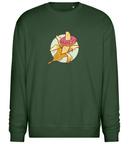 Banana Donut Design - Comfort Essential Unisex Sweater_GREEN BOTTLE_front