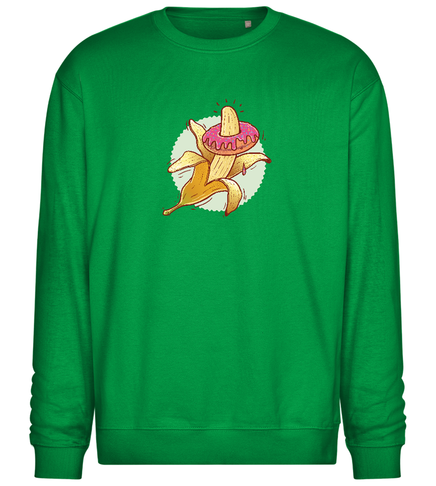 Banana Donut Design - Comfort Essential Unisex Sweater_MEADOW GREEN_front