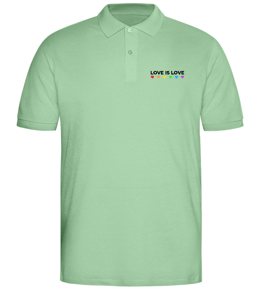 Love is Love Hearts Design - Comfort men's polo shirt_ICE GREEN_front