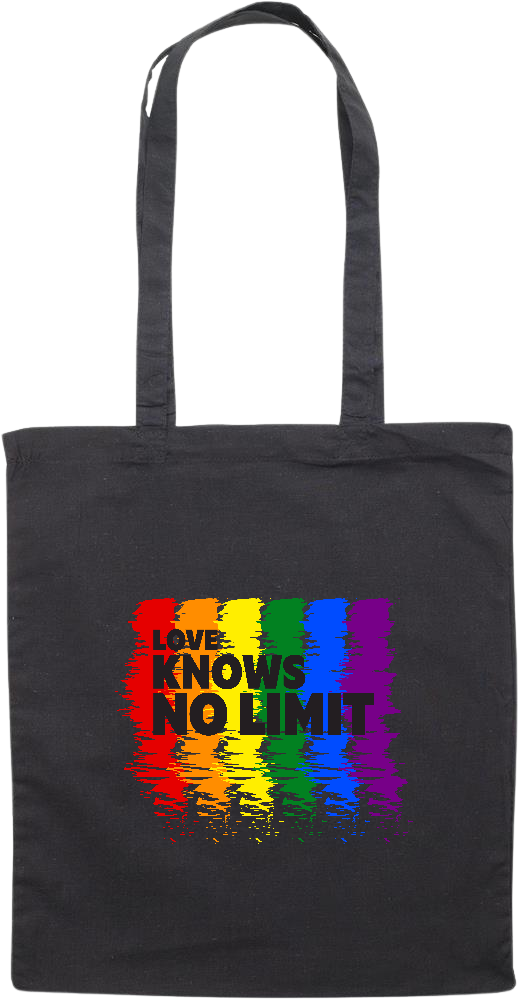 Love Knows No Limits Design - Essential colored event tote bag_BLACK_front