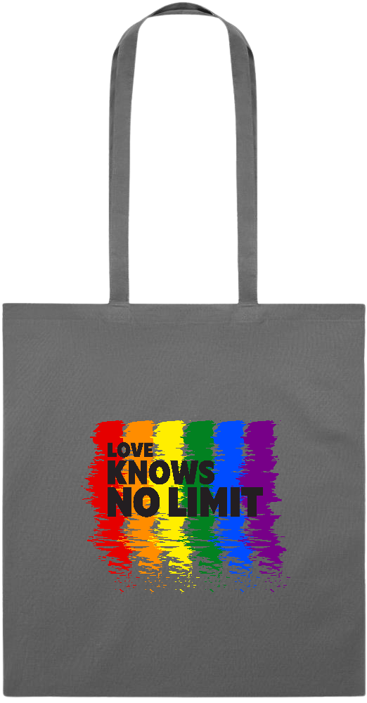 Love Knows No Limits Design - Essential colored event tote bag_STONE GREY_front