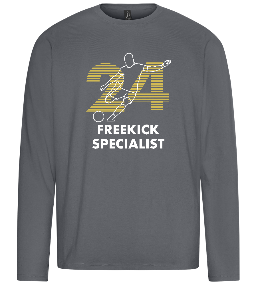 Freekick Specialist Design - Premium men's long sleeve t-shirt_MOUSE GREY_front