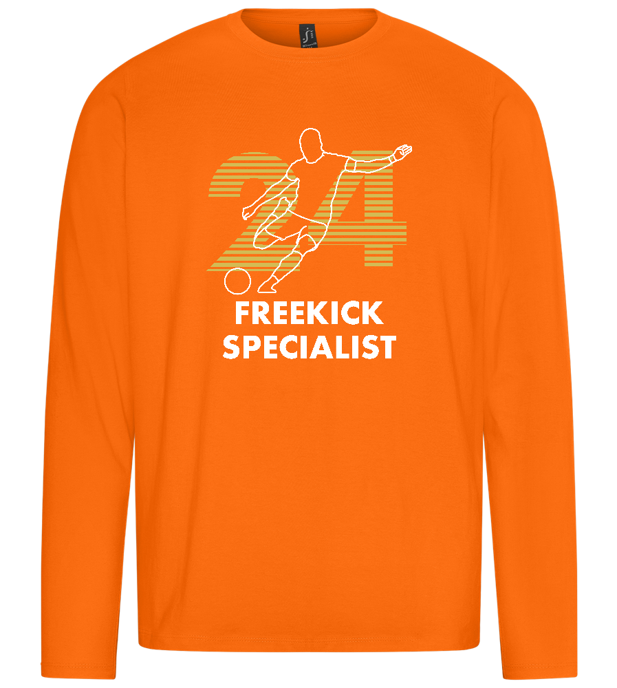 Freekick Specialist Design - Premium men's long sleeve t-shirt_ORANGE_front