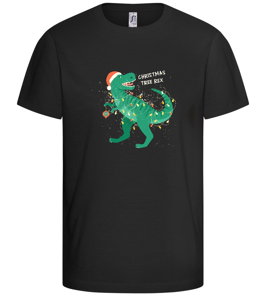 Tree Rex Christmas Design - Comfort kids fitted t-shirt_DEEP BLACK_front