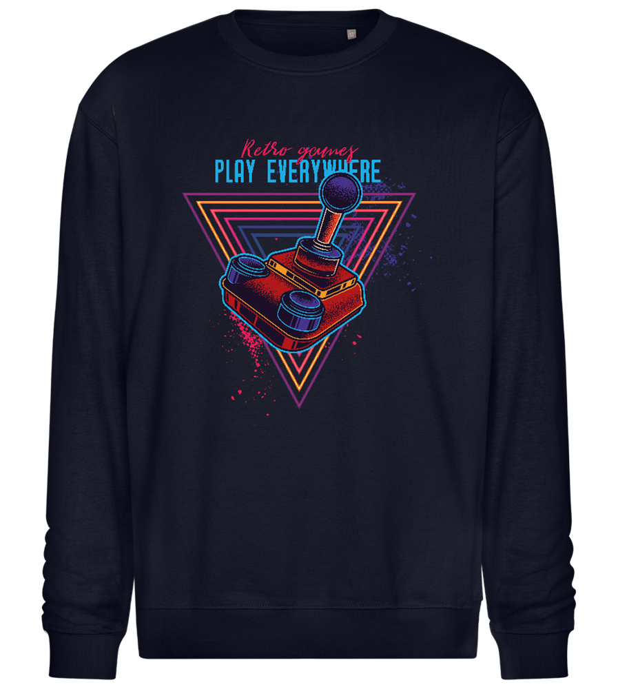 Retro Games Design - Comfort Essential Unisex Sweater_FRENCH NAVY_front