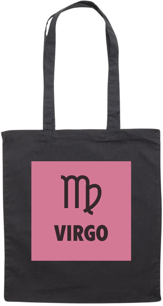 Zodiac Virgo Design - Premium colored cotton tote bag_BLACK_front