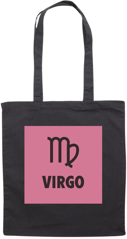 Zodiac Virgo Design - Premium colored cotton tote bag_BLACK_front