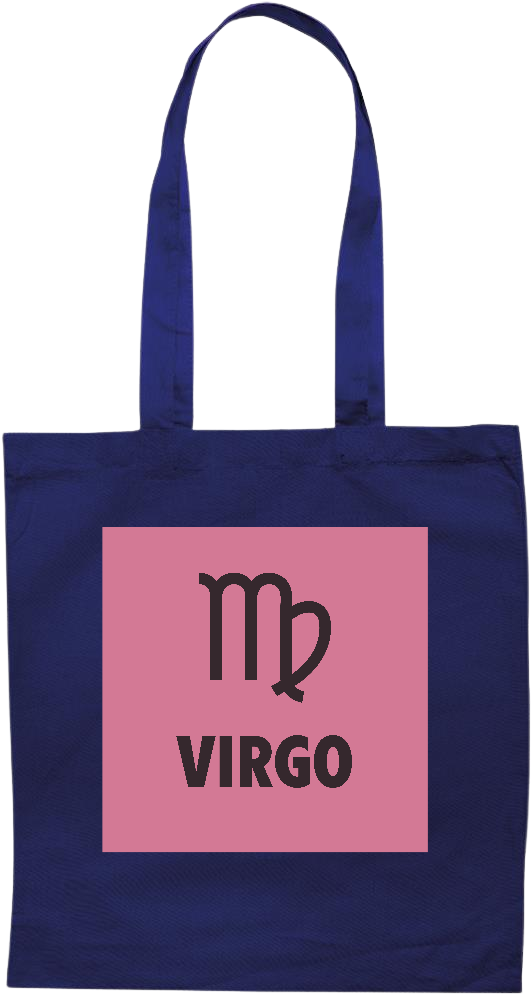 Zodiac Virgo Design - Premium colored cotton tote bag_BLUE_front