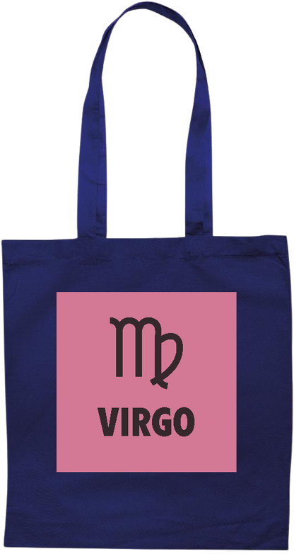 Zodiac Virgo Design - Premium colored cotton tote bag_BLUE_front