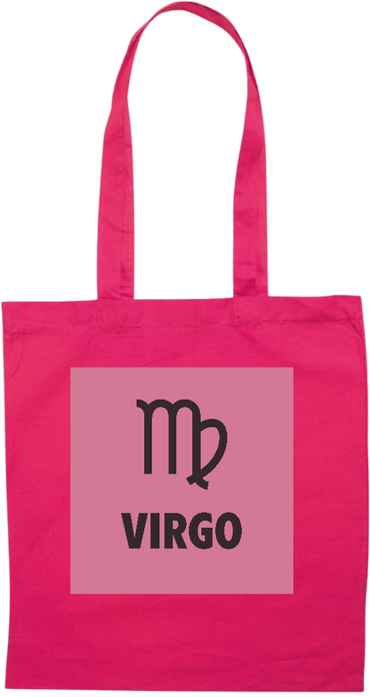 Zodiac Virgo Design - Premium colored cotton tote bag_FUCHSIA_front