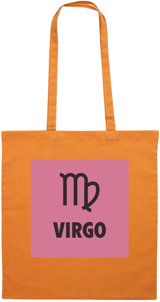 Zodiac Virgo Design - Premium colored cotton tote bag_ORANGE_front