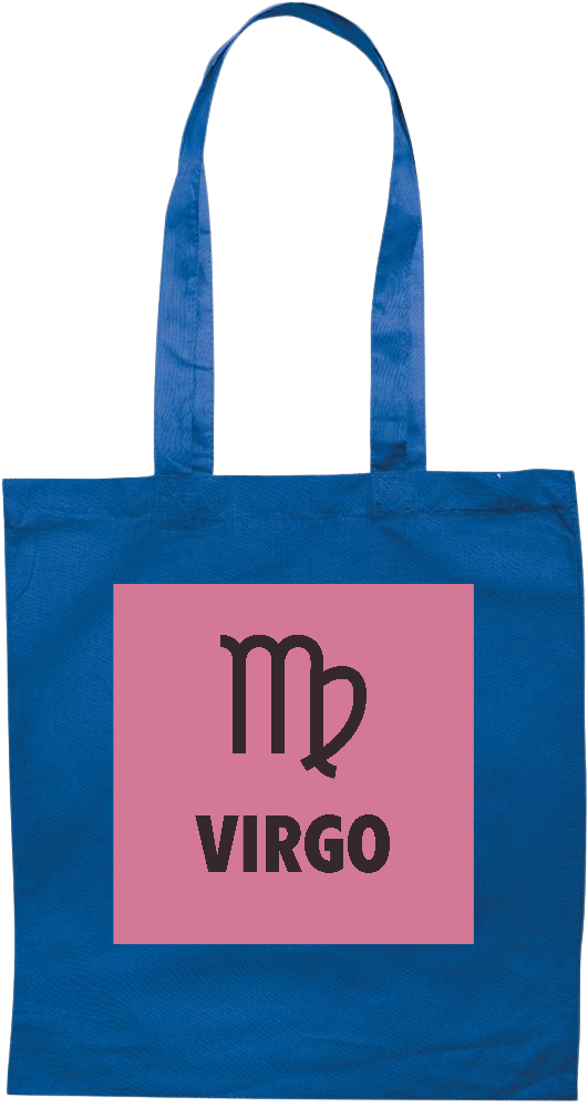 Zodiac Virgo Design - Premium colored cotton tote bag_ROYAL BLUE_front