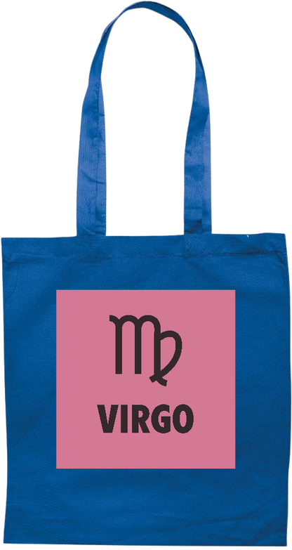 Zodiac Virgo Design - Premium colored cotton tote bag_ROYAL BLUE_front