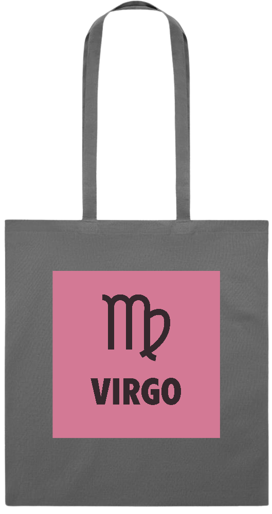 Zodiac Virgo Design - Premium colored cotton tote bag_STONE GREY_front