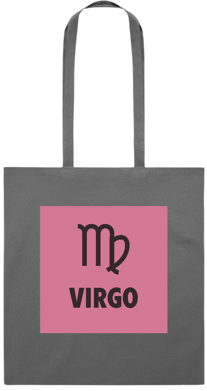 Zodiac Virgo Design - Premium colored cotton tote bag_STONE GREY_front