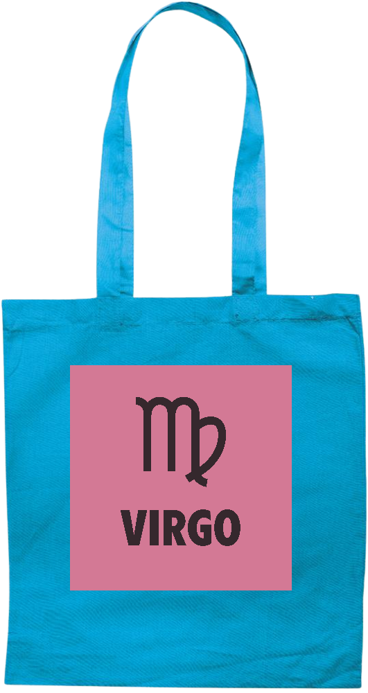 Zodiac Virgo Design - Premium colored cotton tote bag_TURQUOISE_front