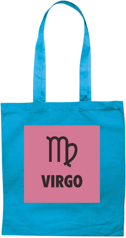 Zodiac Virgo Design - Premium colored cotton tote bag_TURQUOISE_front