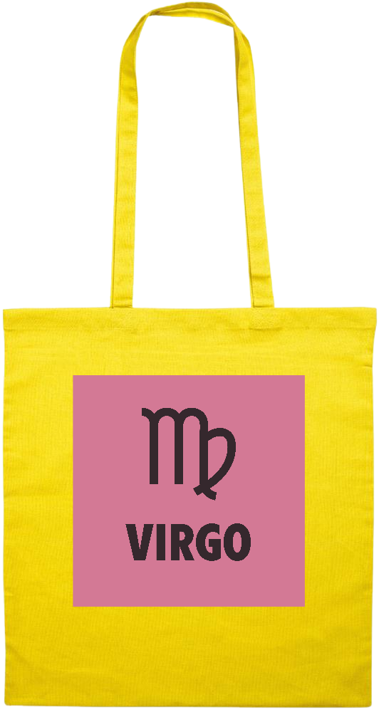 Zodiac Virgo Design - Premium colored cotton tote bag_YELLOW_front