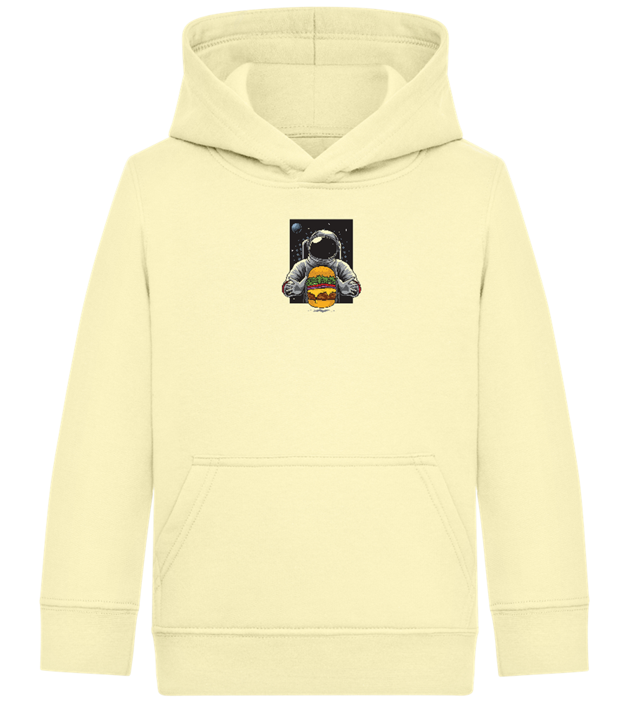 Spaceman Burger Design - Comfort Kids Hoodie_AMARELO CLARO_front