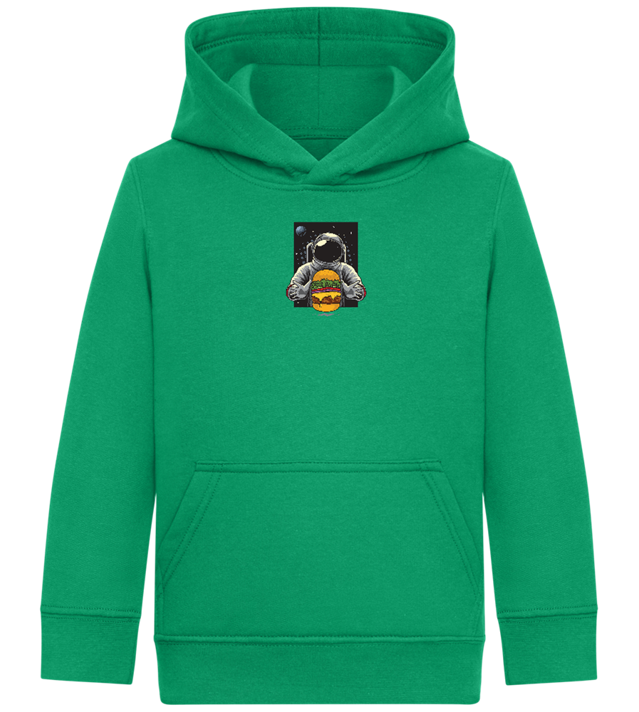 Spaceman Burger Design - Comfort Kids Hoodie_MEADOW GREEN_front