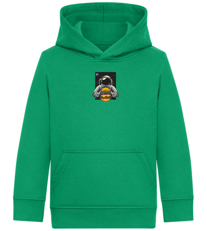 Spaceman Burger Design - Comfort Kids Hoodie_MEADOW GREEN_front