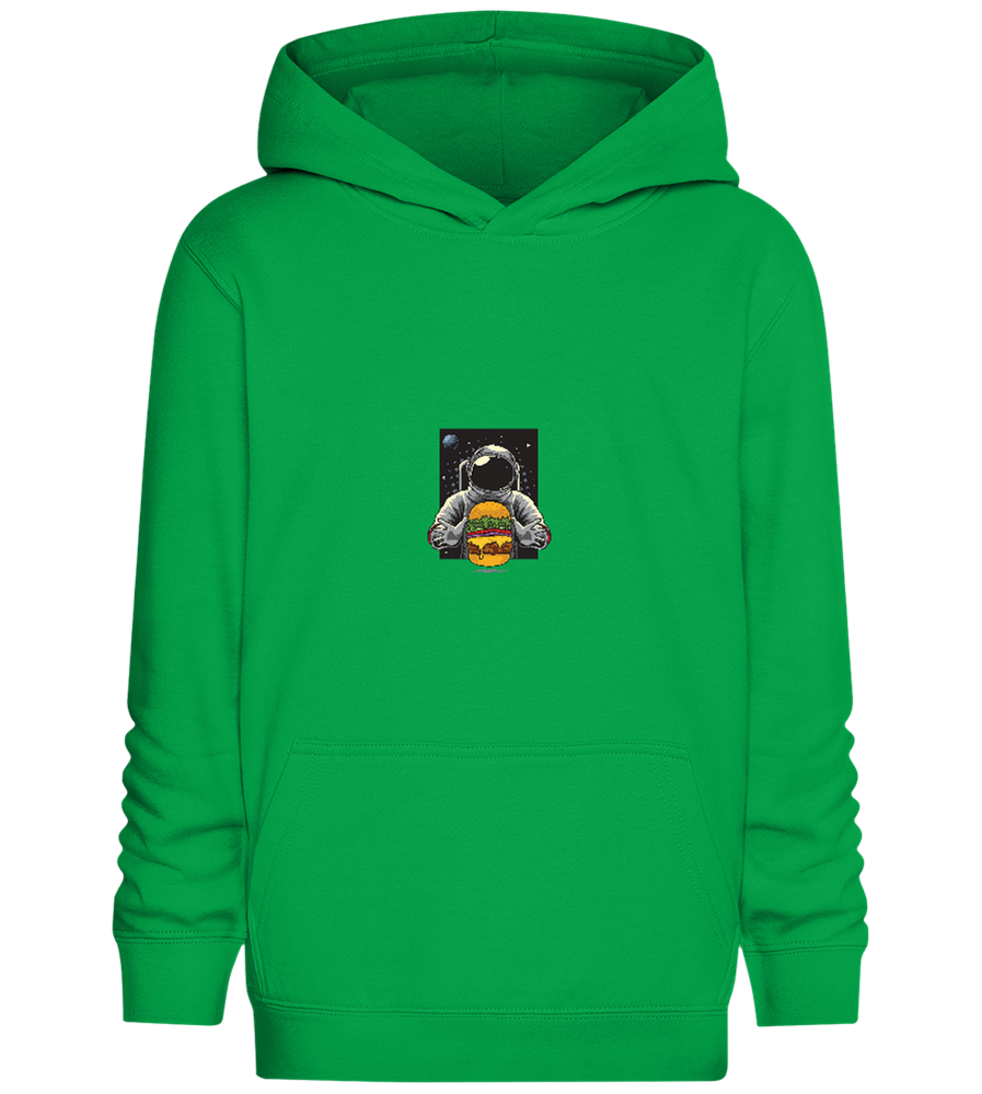 Spaceman Burger Design - Comfort Kids Hoodie_MEADOW GREEN_front