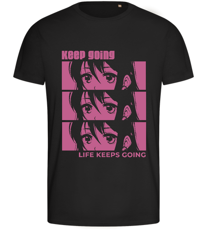 Life Keeps Going Design - Basic men's fitted t-shirt_DEEP BLACK_front