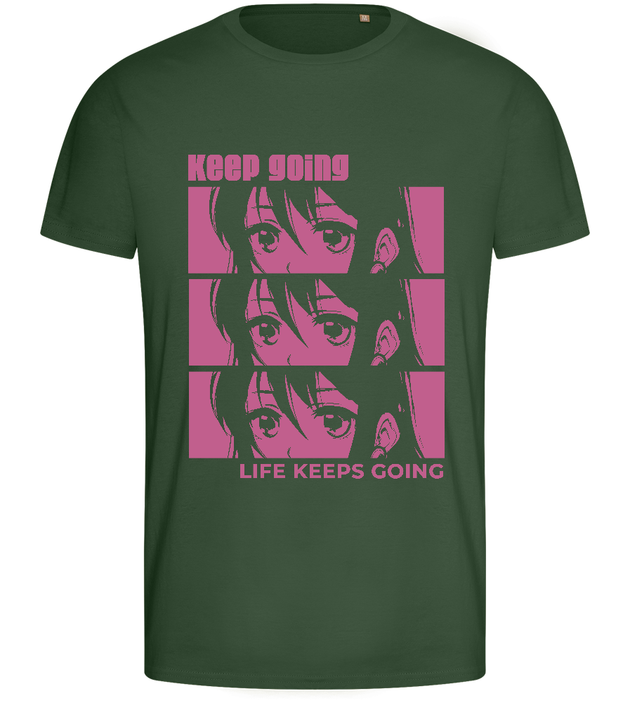 Life Keeps Going Design - Basic men's fitted t-shirt_GREEN BOTTLE_front