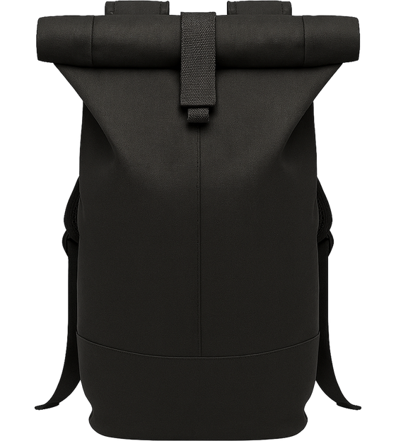 Canvas Rolltop Backpack_BLACK_front
