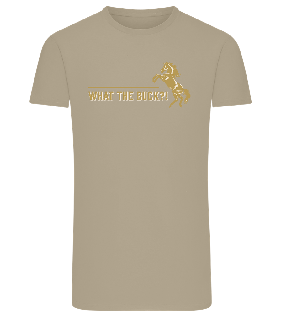 What The Buck Design - Comfort men's fitted t-shirt_KHAKI_front