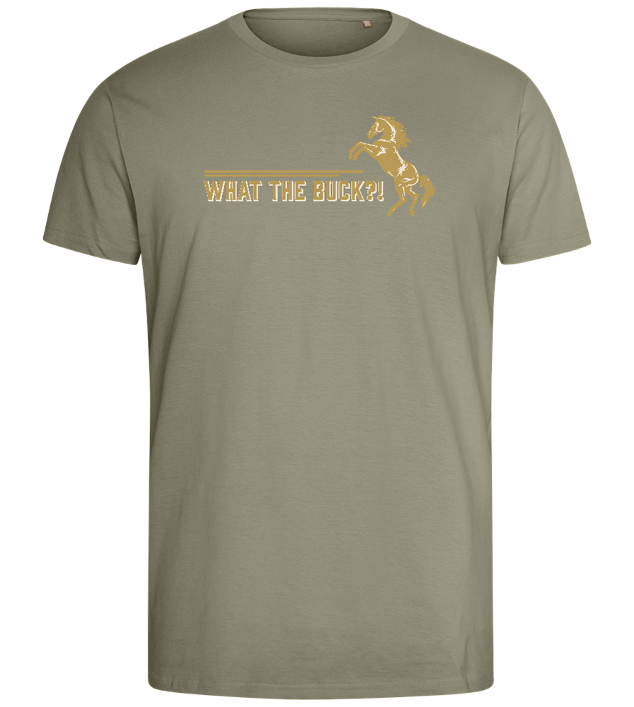 What The Buck Design - Comfort men's fitted t-shirt_KHAKI_front