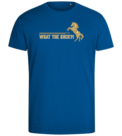 What The Buck Design - Comfort men's fitted t-shirt_ROYAL_front