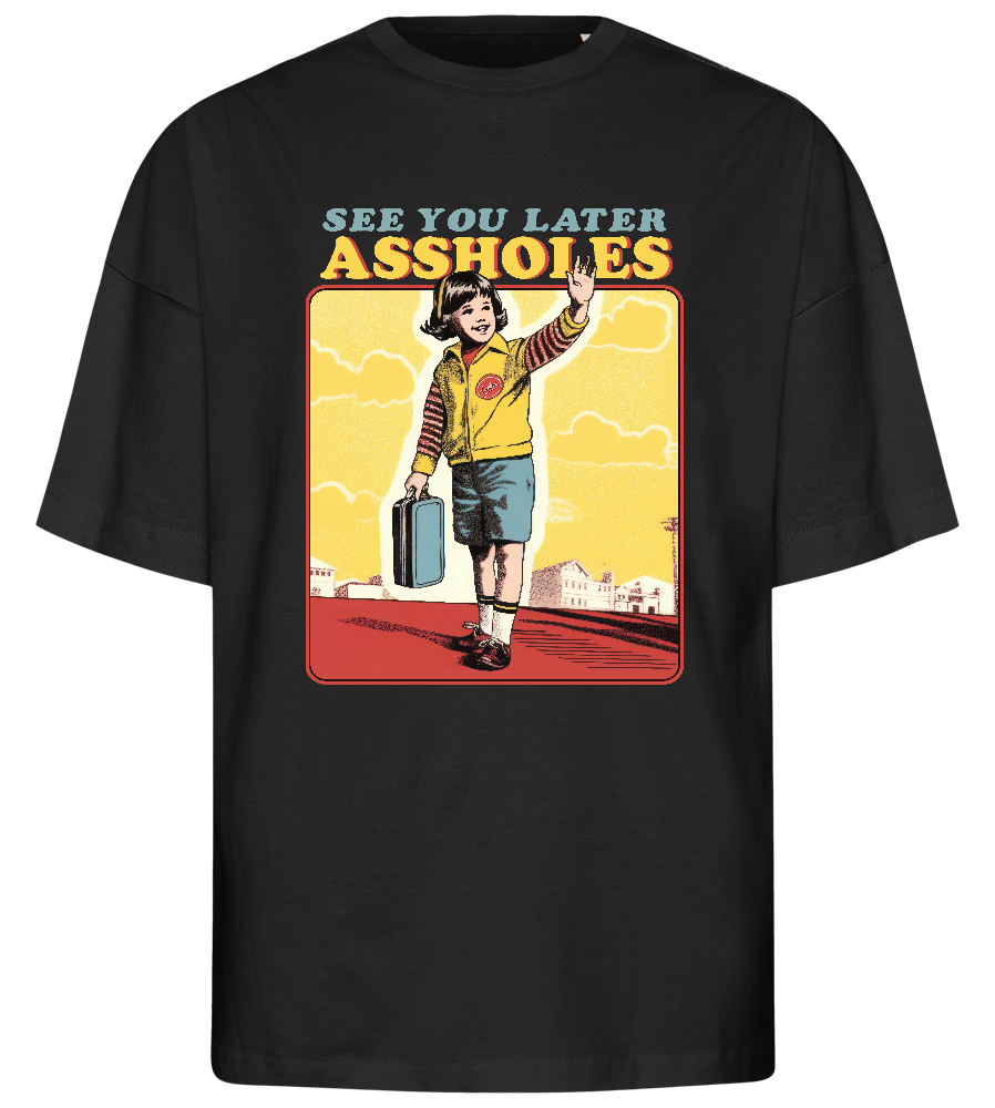 See You Later Design - Premium men's oversized t-shirt_DEEP BLACK_front