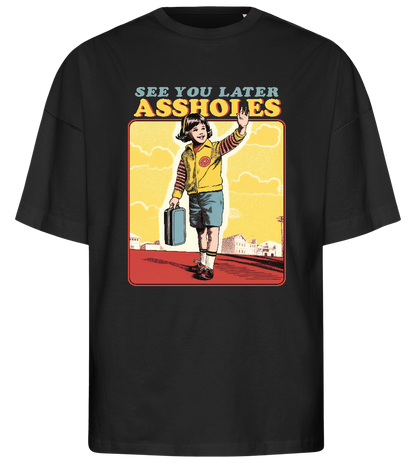 See You Later Design - Premium men's oversized t-shirt_DEEP BLACK_front