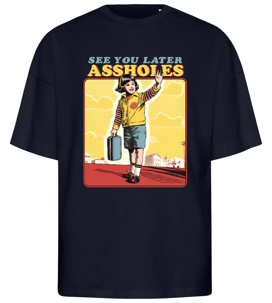 See You Later Design - Premium men's oversized t-shirt_FRENCH NAVY_front