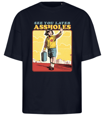 See You Later Design - Premium men's oversized t-shirt_FRENCH NAVY_front