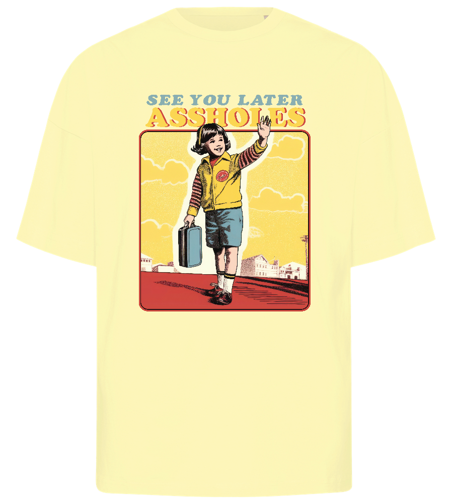 See You Later Design - Premium men's oversized t-shirt_LIGHT YELLOW_front