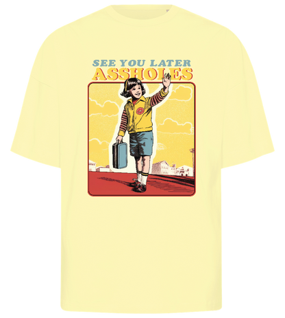See You Later Design - Premium men's oversized t-shirt_LIGHT YELLOW_front
