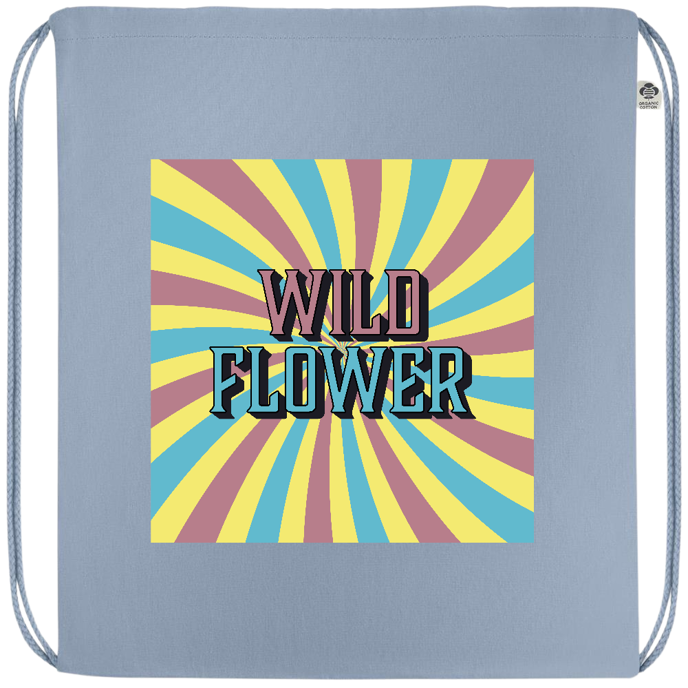 Wild Flower Design - Premium colored organic cotton drawstring bag_BABY BLUE_front