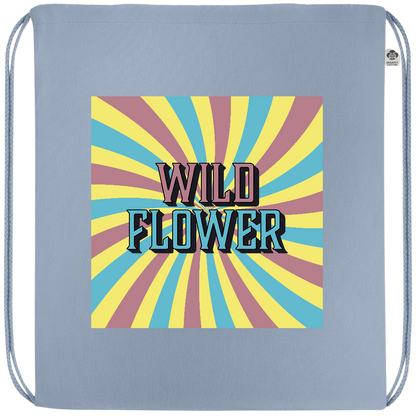 Wild Flower Design - Premium colored organic cotton drawstring bag_BABY BLUE_front