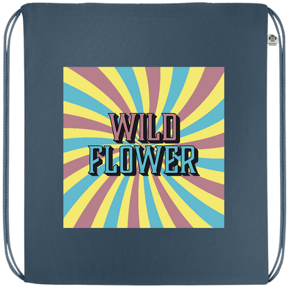 Wild Flower Design - Premium colored organic cotton drawstring bag_BLUE_front