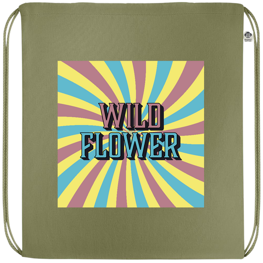 Wild Flower Design - Premium colored organic cotton drawstring bag_GREEN_front